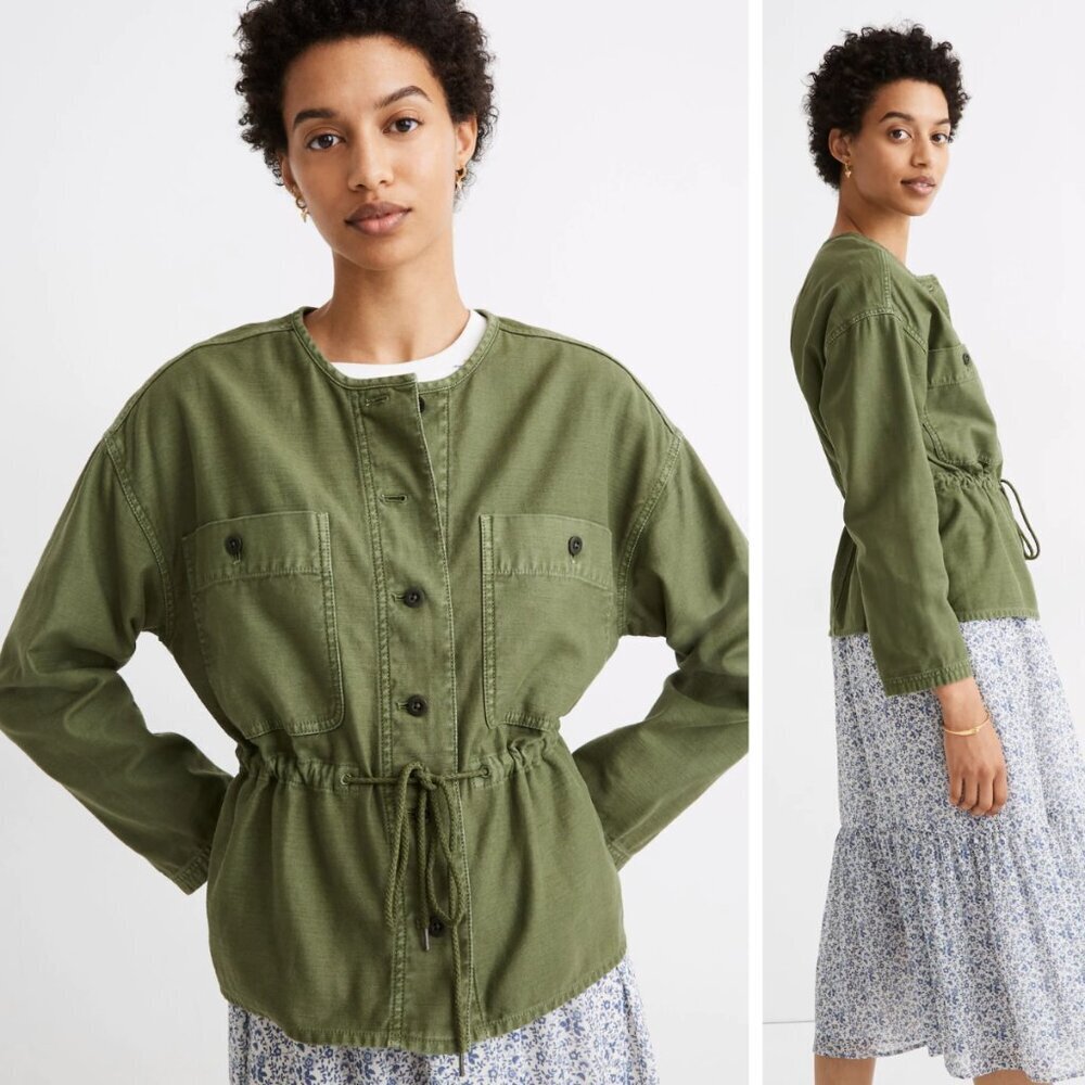Madewell Claremont Drawstring Jacket Palm Tree Green Military Neutral Outdoor
